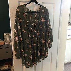 Sheer olive floral blouse from Torrid